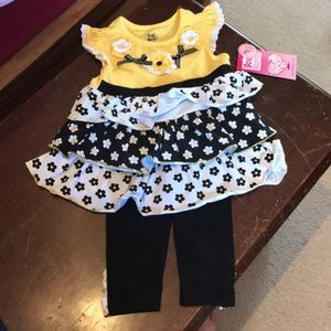 Two piece yellow and black outfit. 3T NWT!